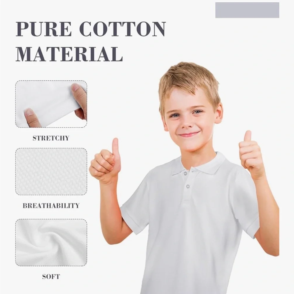 248 NIB Toulite 3 Pcs‎ Short Sleeve Solid Polo Shirt Boys Girls-Size: 130 (8-9Y)